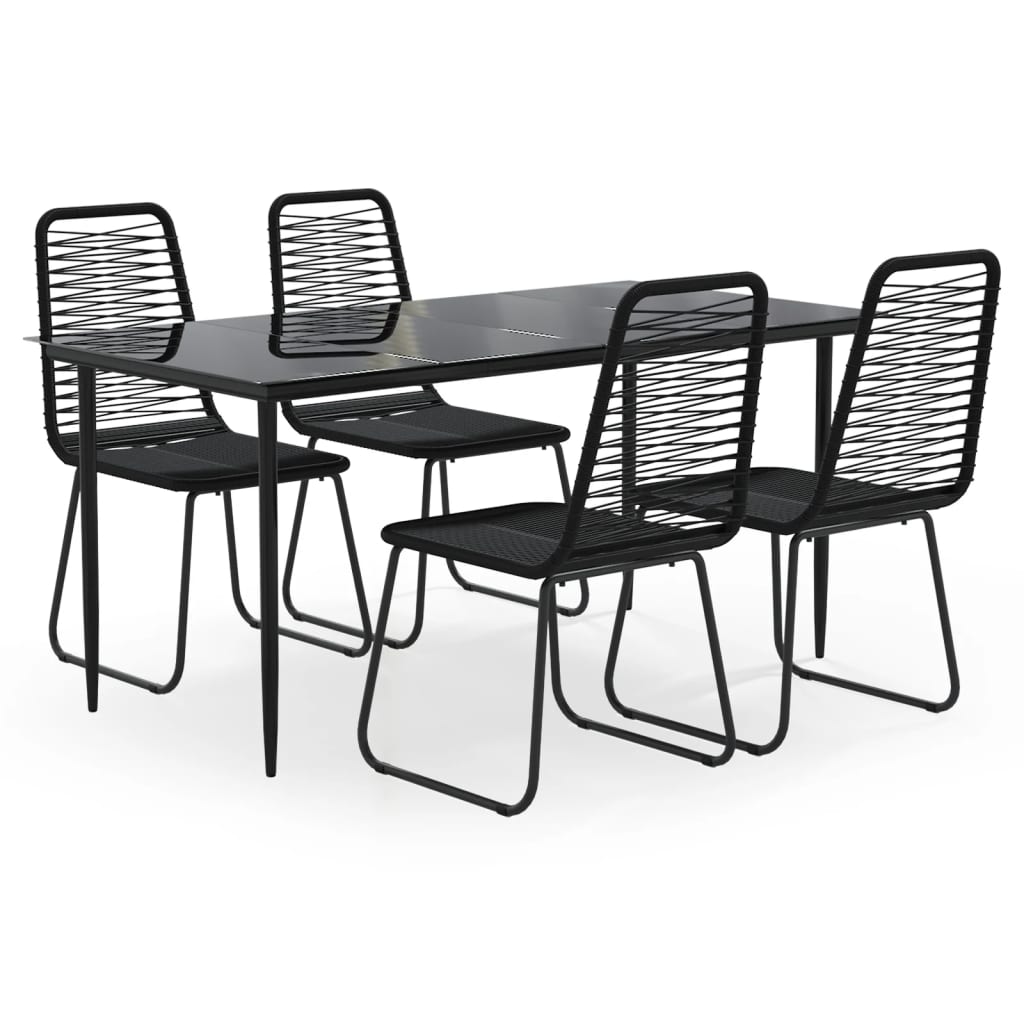 vidaXL Juego de comedor para jardín 5 piezas negro