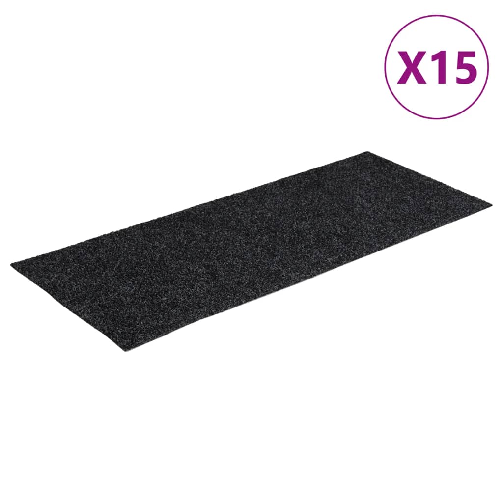 vidaXL Alfombrilla autoadhesiva escalera 15 uds gris 60x25 cm