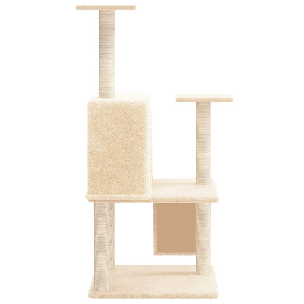 vidaXL Rascador para gatos con postes de sisal crema 109 cm