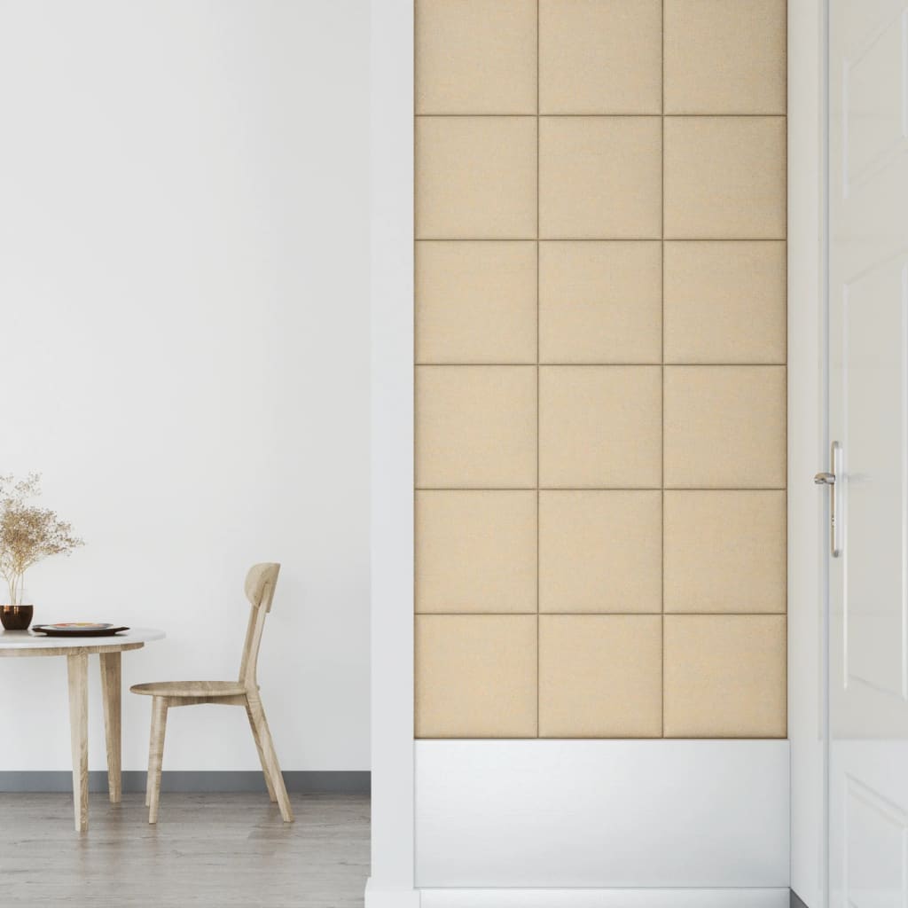 vidaXL Paneles de pared 12 uds tela color crema 30x30 cm 1,08 m²