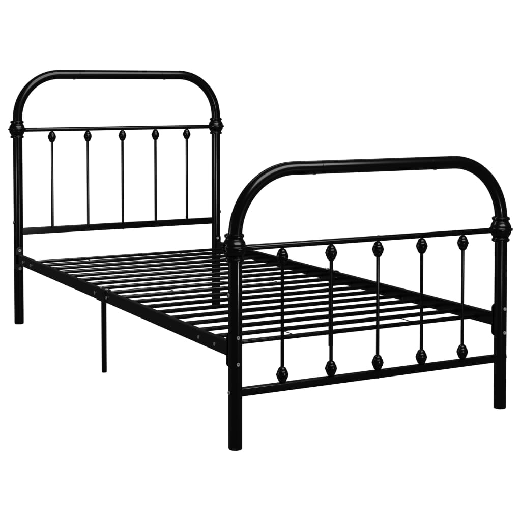 vidaXL Estructura de cama sin colchón metal negro 90x200 cm