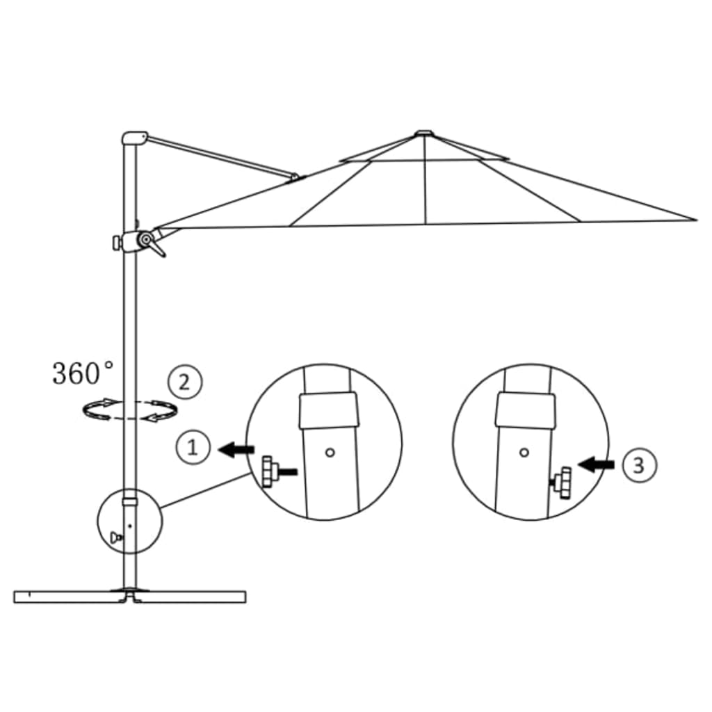 vidaXL Sombrilla jardín voladiza con palo de aluminio negra 250x250 cm