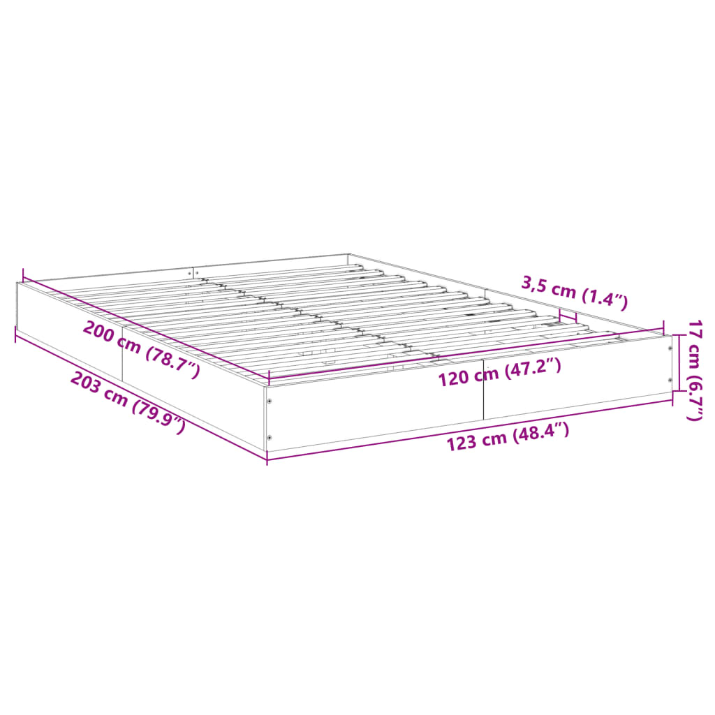 vidaXL Estructura de cama madera de ingeniería gris Sonoma 120x200 cm