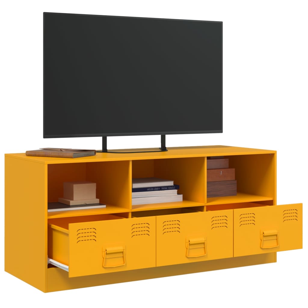 vidaXL Mueble para TV de acero amarillo mostaza 99x39x44 cm