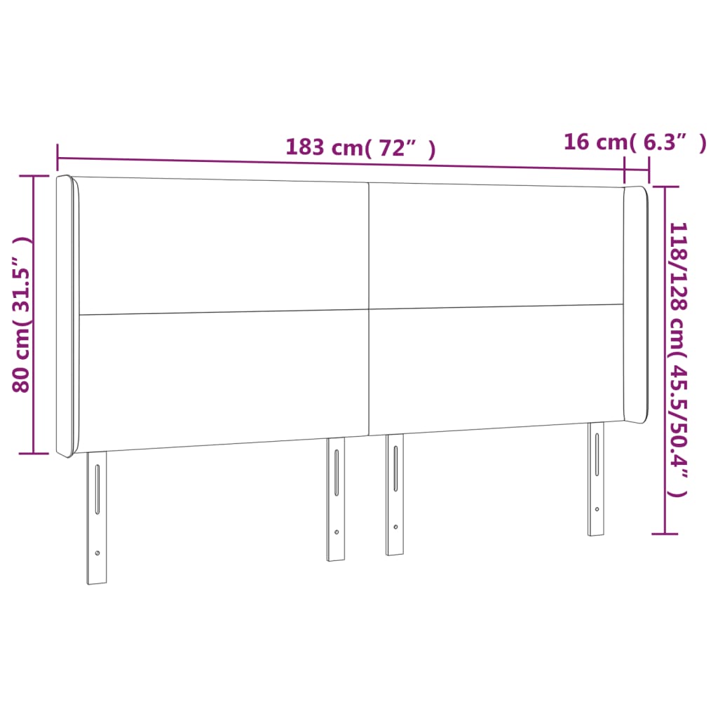 vidaXL Cabecero con LED cuero sintético blanco 183x16x118/128 cm