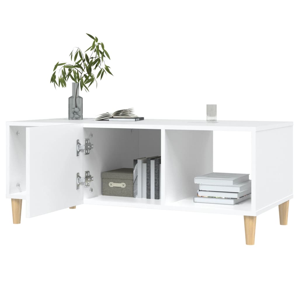 vidaXL Mesa de centro madera contrachapada blanco 102x50x40 cm