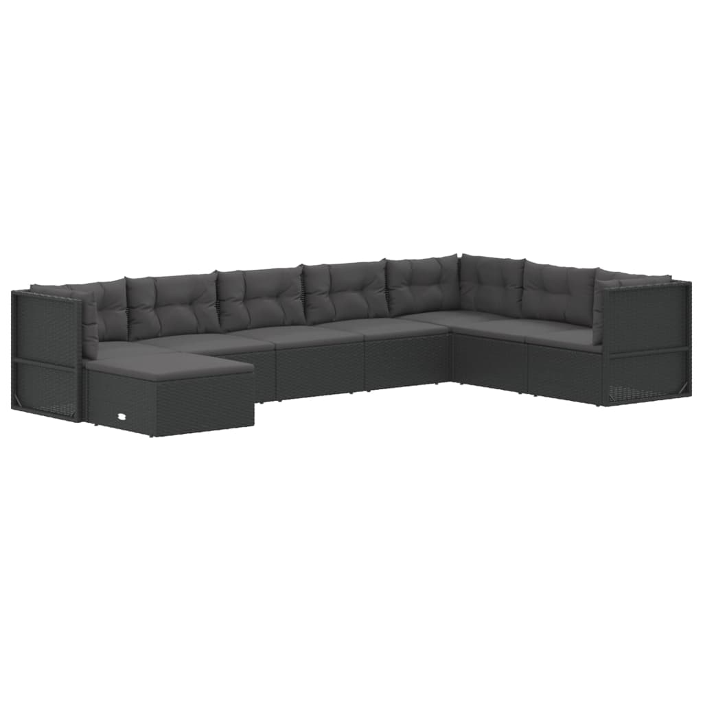 vidaXL Set de muebles de jardín 8 pzas y cojines ratán sintético negro