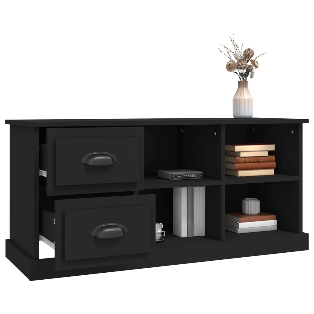 vidaXL Mueble de TV madera contrachapada negro 102x35,5x47,5 cm