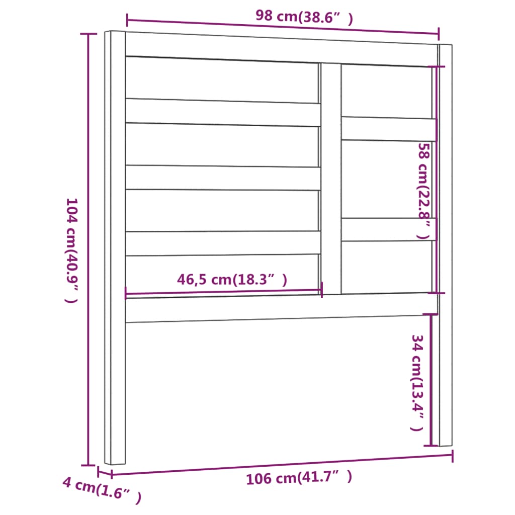 vidaXL Cabecero de cama madera maciza de pino gris 106x4x104 cm