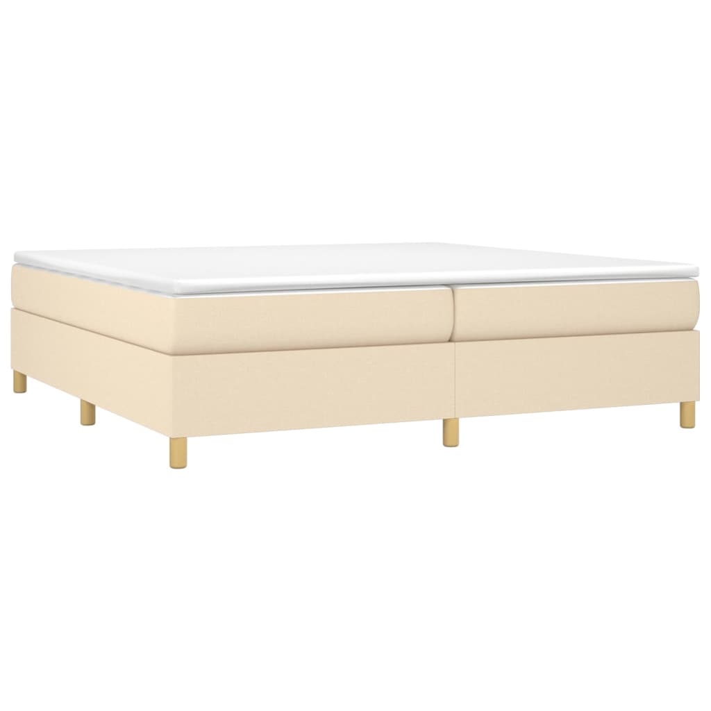 vidaXL Cama box spring con colchón tela color crema 200x200 cm