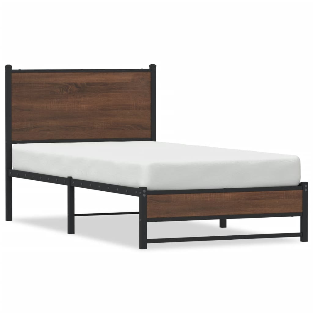 vidaXL Estructura de cama sin colchón metal marrón roble 90x200 cm