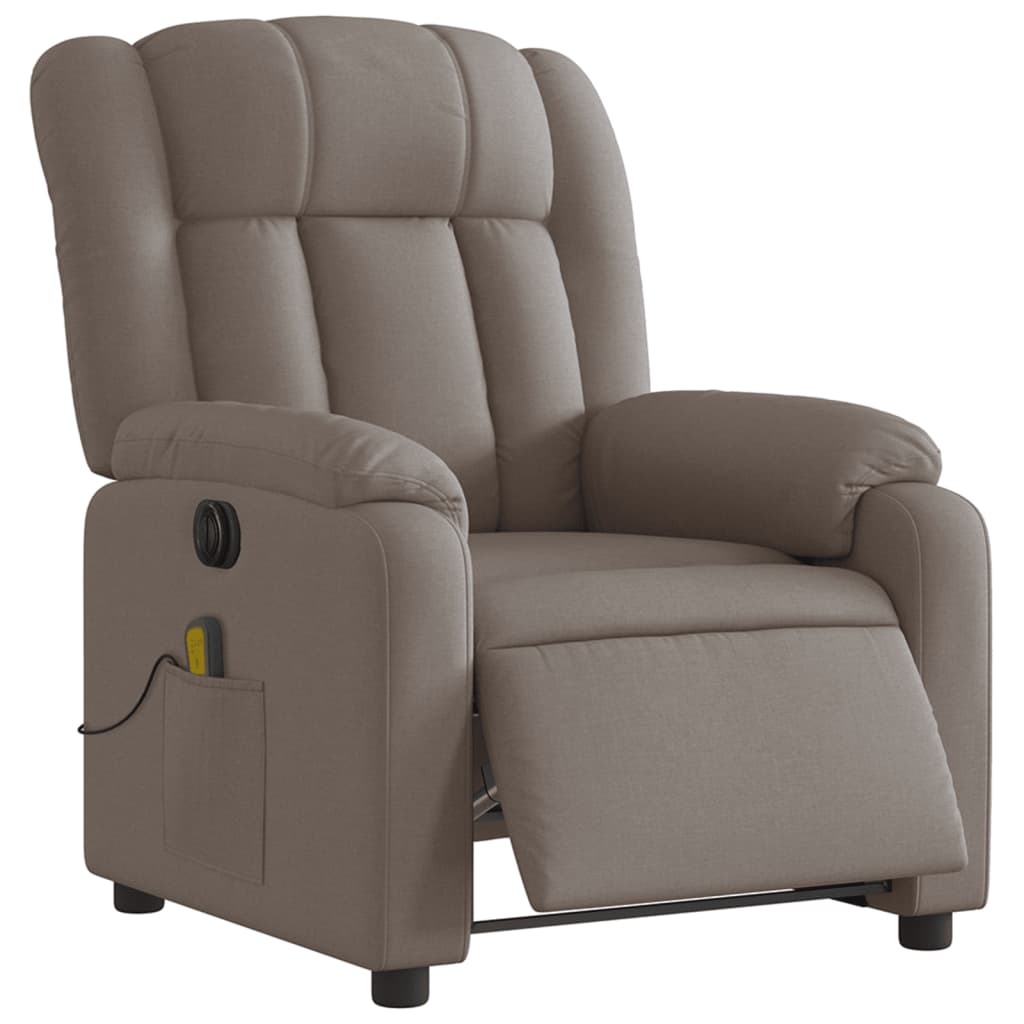 vidaXL Sillón reclinable de masaje eléctrico tela gris taupe