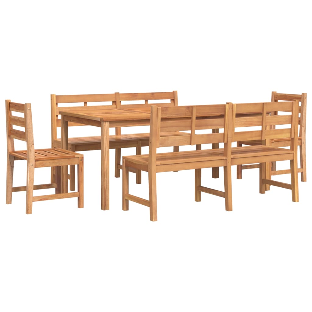 vidaXL Juego de comedor para jardín 5 piezas madera maciza de teca