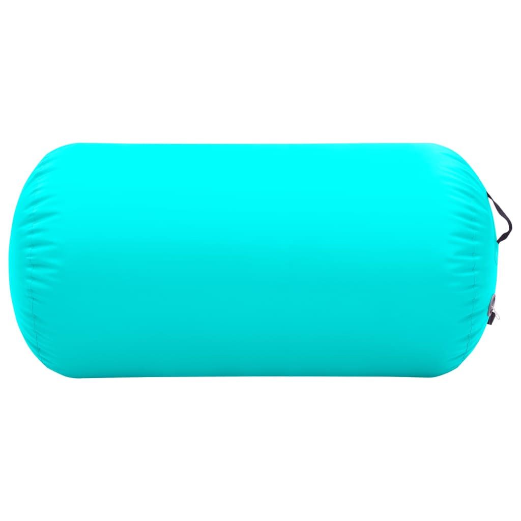 vidaXL Rollo hinchable de gimnasia con bomba PVC verde 120x90 cm