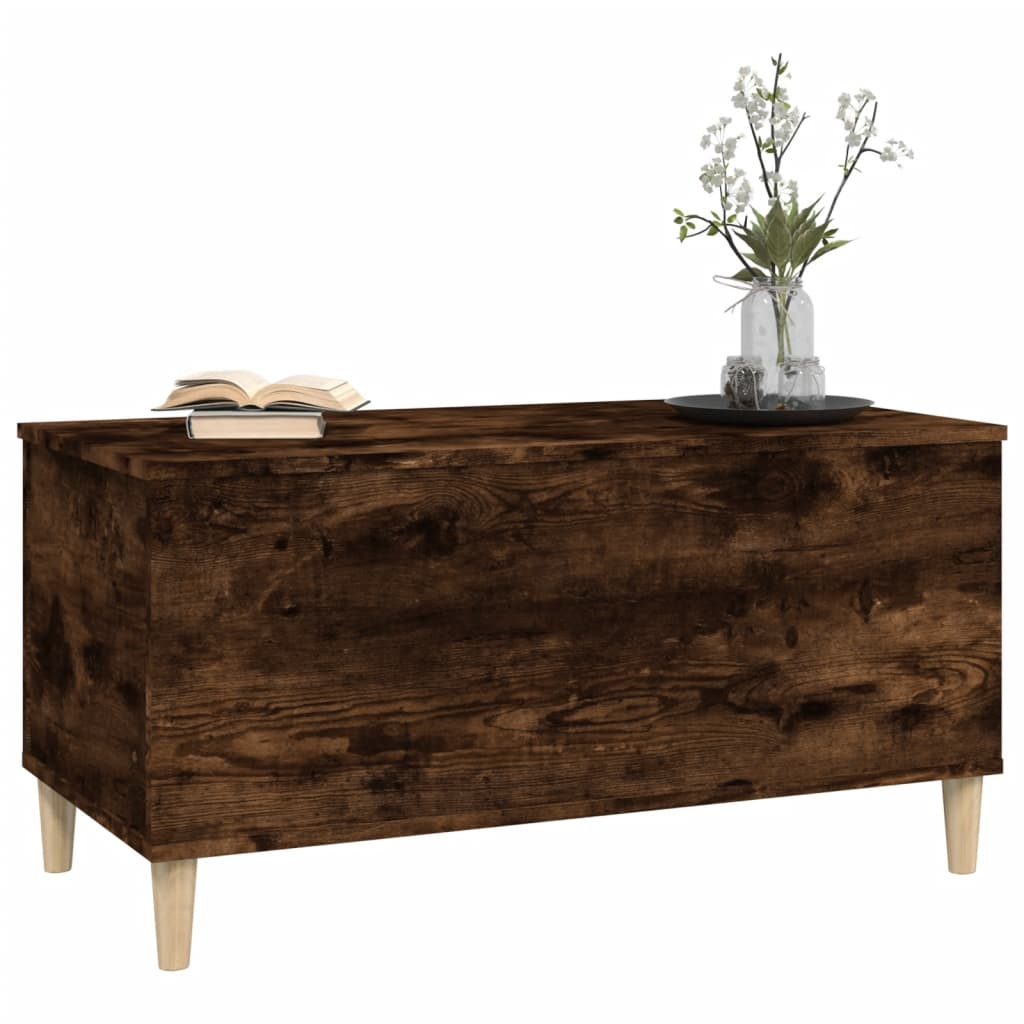 vidaXL Mesa de centro madera contrachapada roble ahumado 90x44,5x45 cm