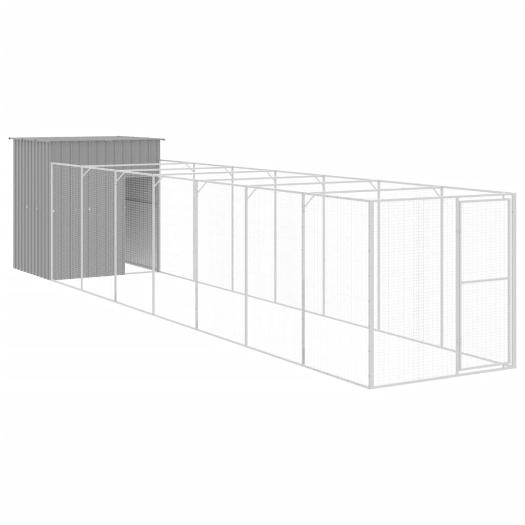 vidaXL Caseta perros corral acero galvanizado gris claro 165x863x181cm