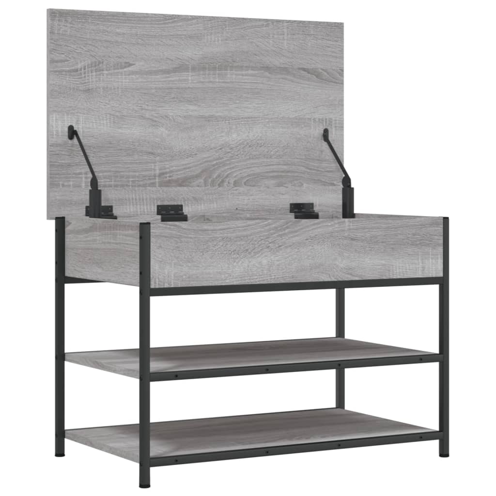 vidaXL Banco zapatero madera de ingeniería gris Sonoma 70x42,5x50 cm