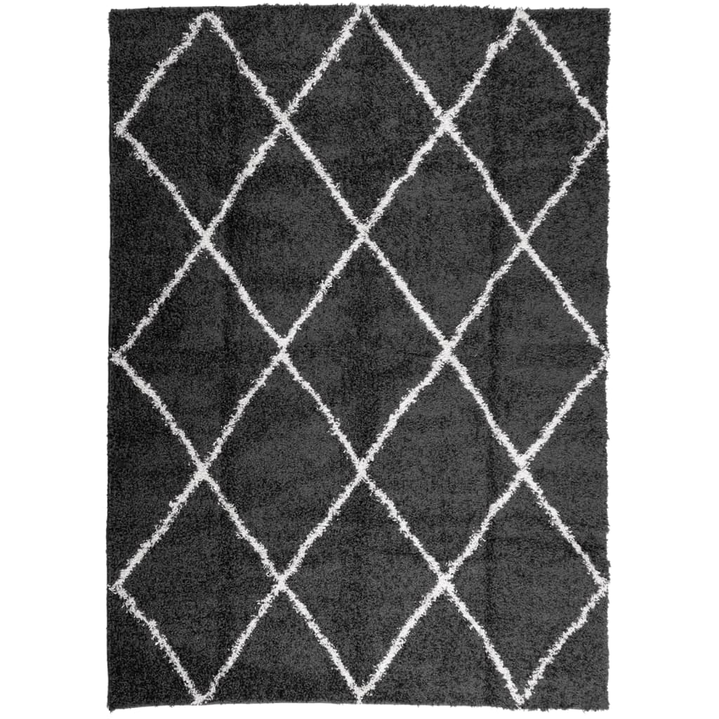 vidaXL Alfombra de pelo largo moderna PAMPLONA negro y crema 240x340cm