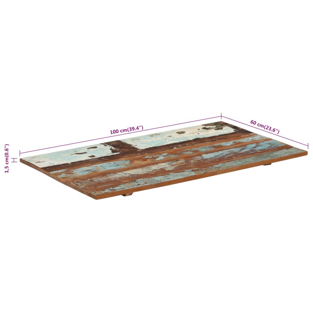 vidaXL VX286045 Tablero de mesa rectangular madera maciza 60x100 cm 15-16  mm - VX286045 - Epto