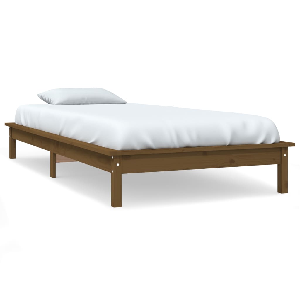 vidaXL Estructura de cama madera maciza pino marrón miel 90x200 cm