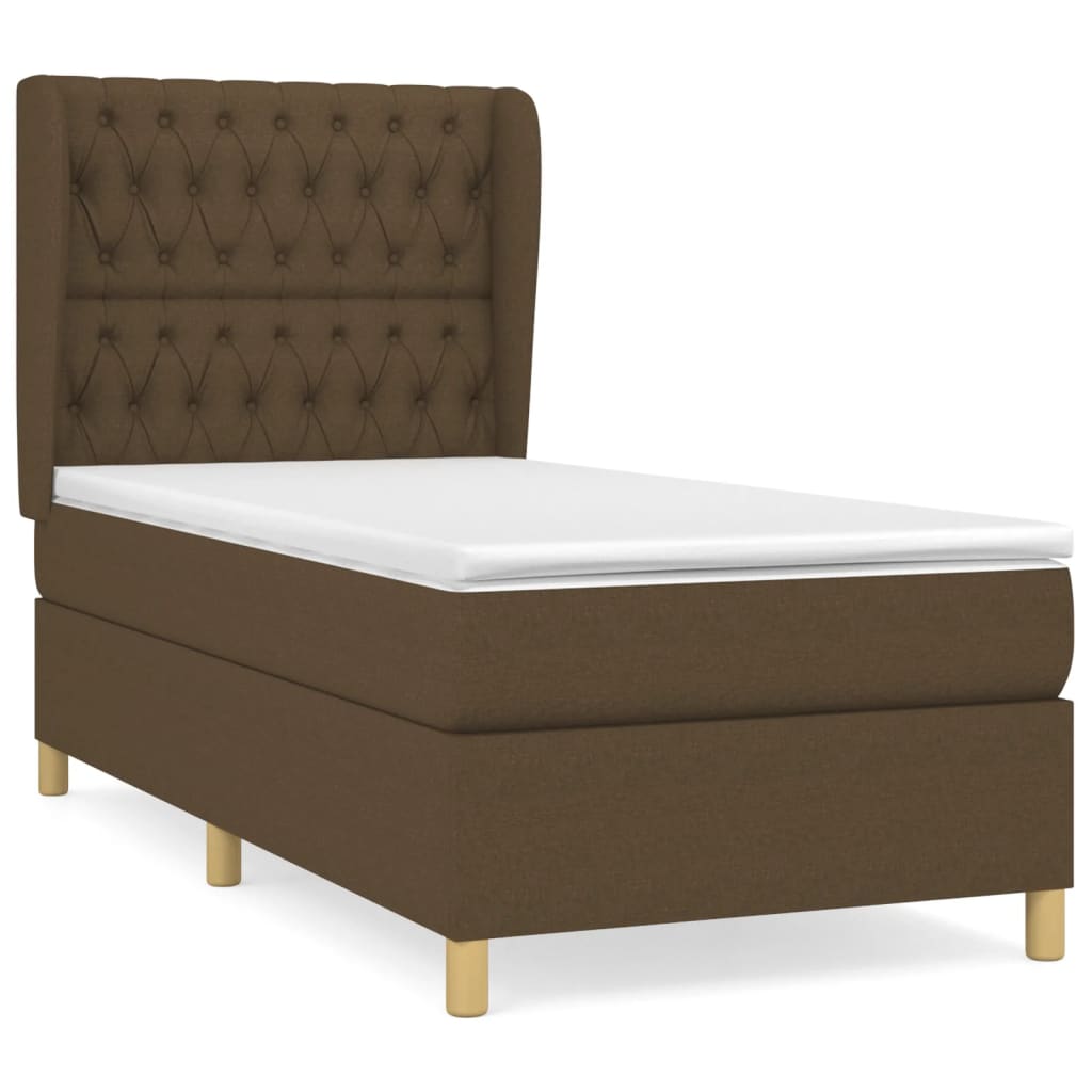 vidaXL Cama box spring con colchón tela marrón oscuro 100x200 cm