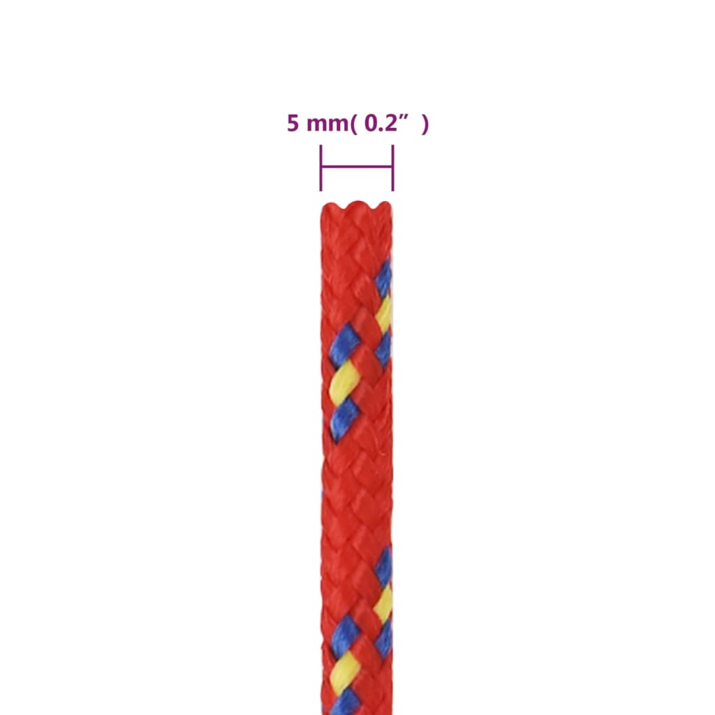 vidaXL Cuerda de barco polipropileno rojo 5 mm 500 m