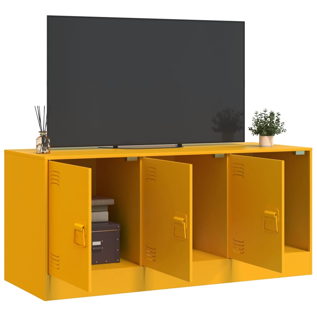 vidaXL Mueble para TV de acero amarillo mostaza 99x39x44 cm