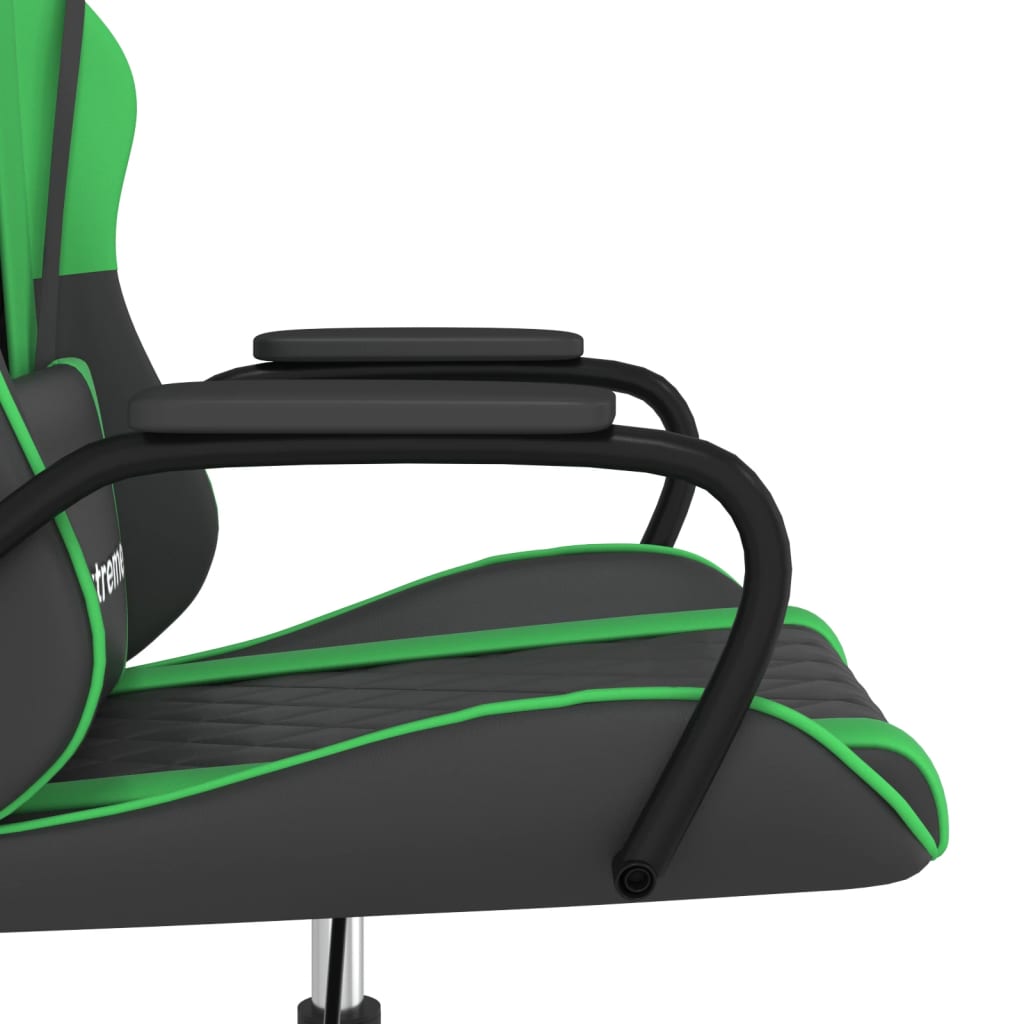 vidaXL Silla gaming de masaje cuero sintético negro y verde