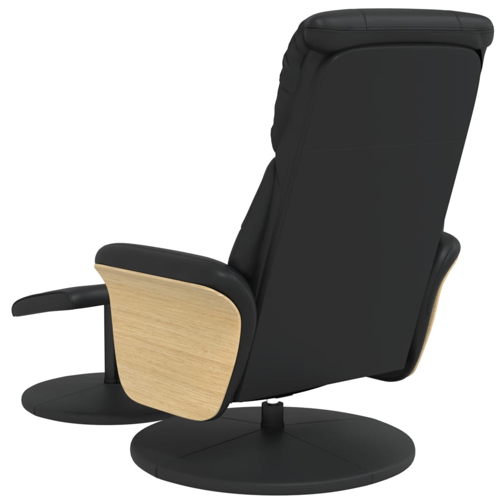 vidaXL Sillón reclinable con reposapiés cuero sintético negro