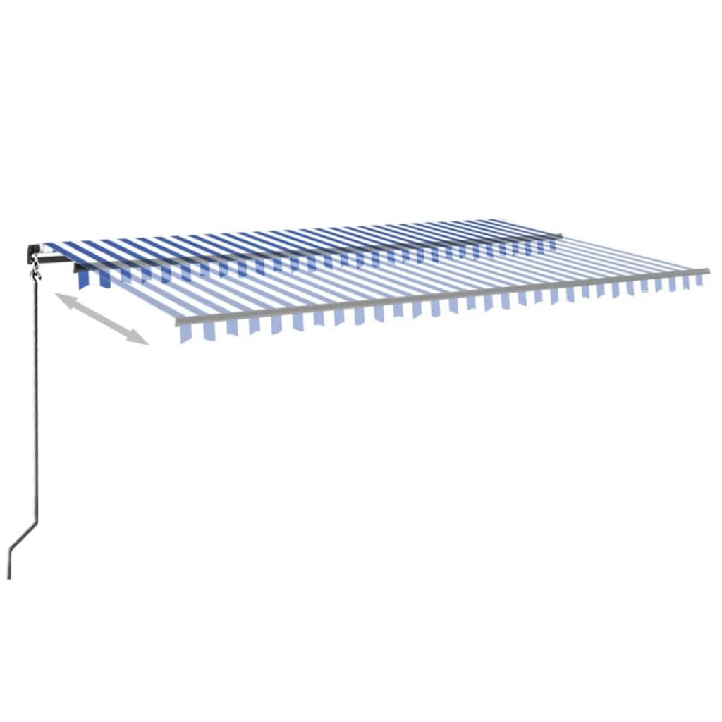 vidaXL Toldo retráctil manual azul y blanco 500x350 cm