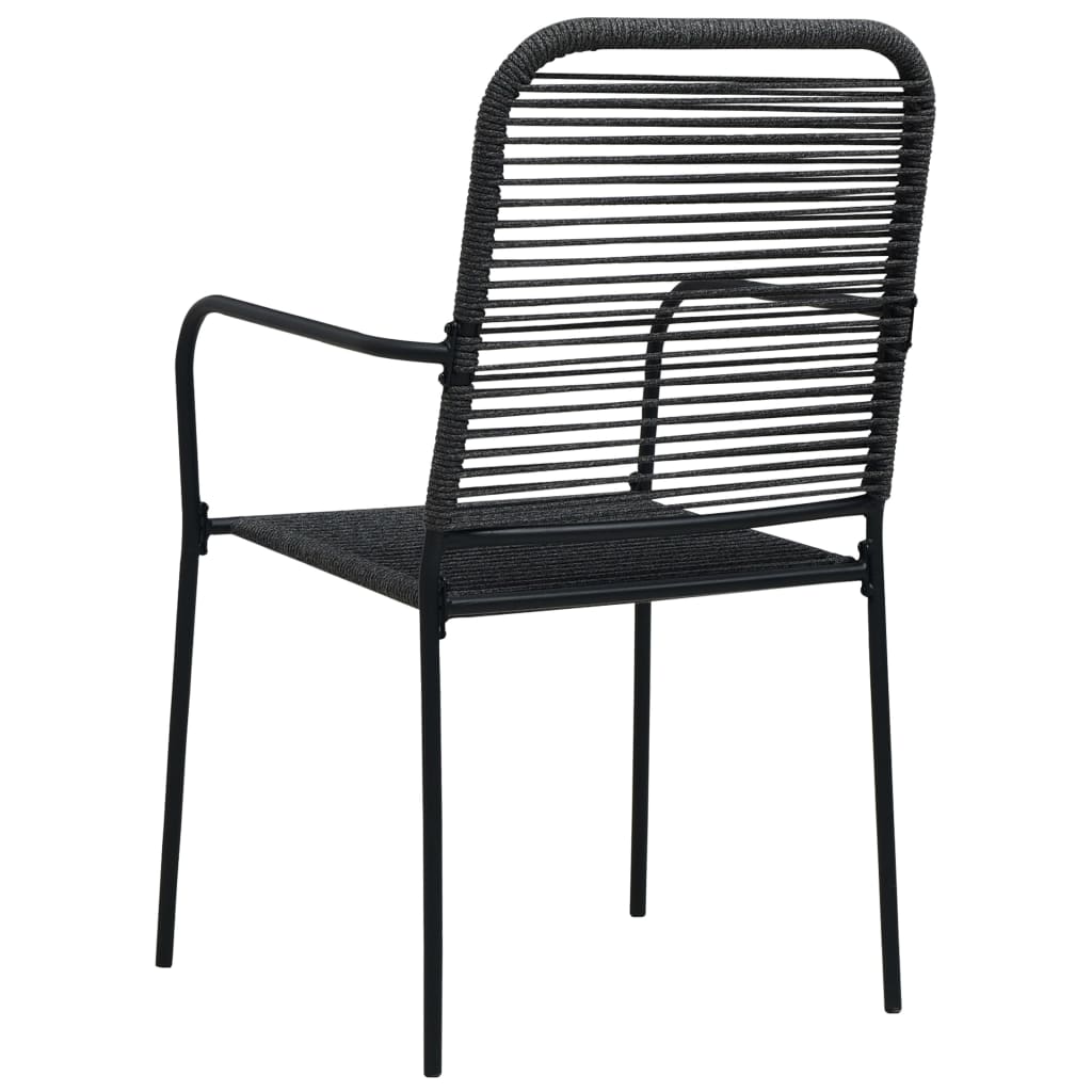 vidaXL Set de comedor de jardín 9 pzas cuerda de algodón y acero negro