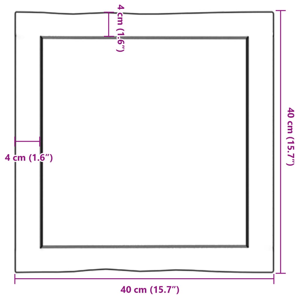 vidaXL Tablero de mesa madera maciza borde natural 40x40x(2-6) cm