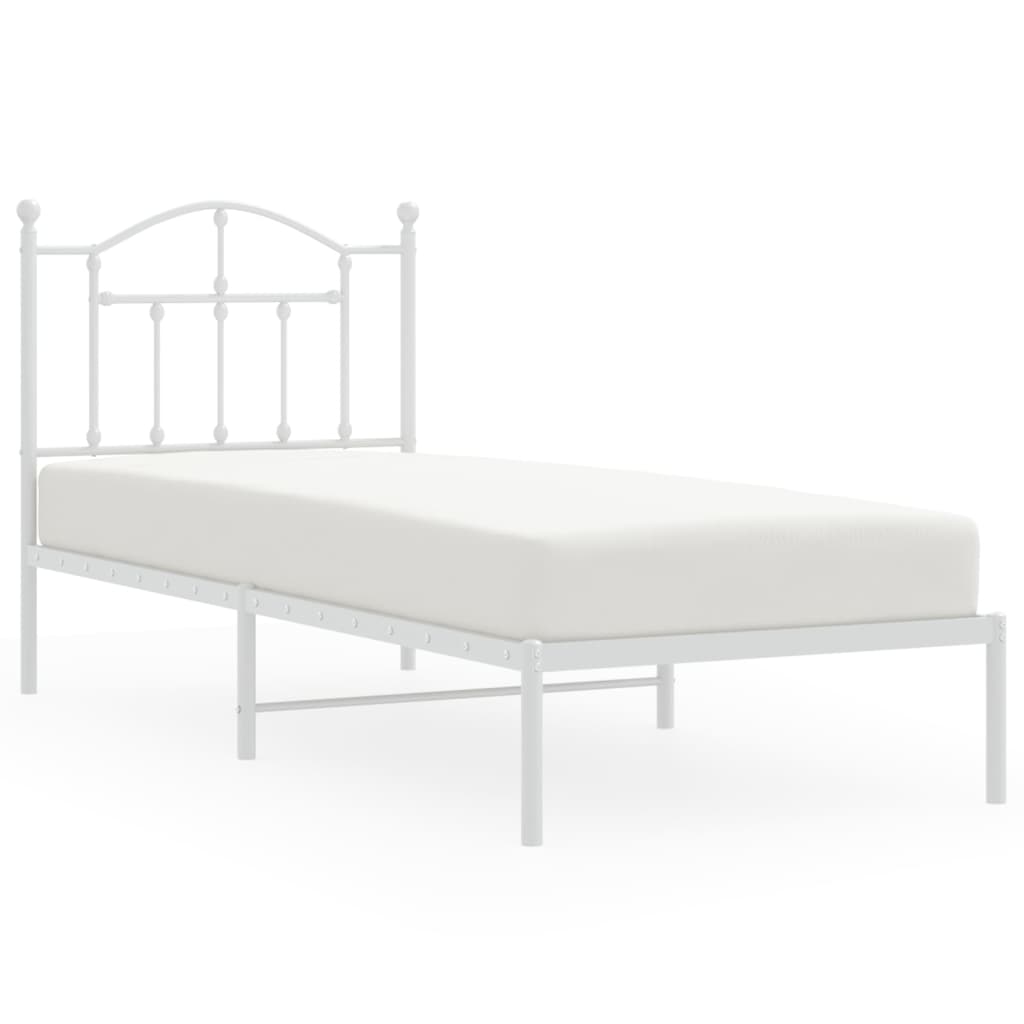 vidaXL Estructura de cama de metal con cabecero blanco 80x200 cm