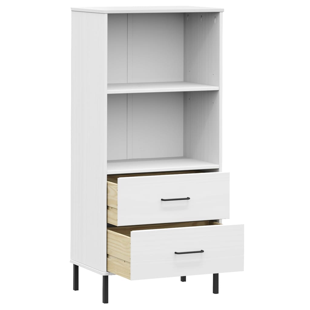 vidaXL Librería con 2 cajones OSLO madera maciza blanco 60x35x128,5 cm