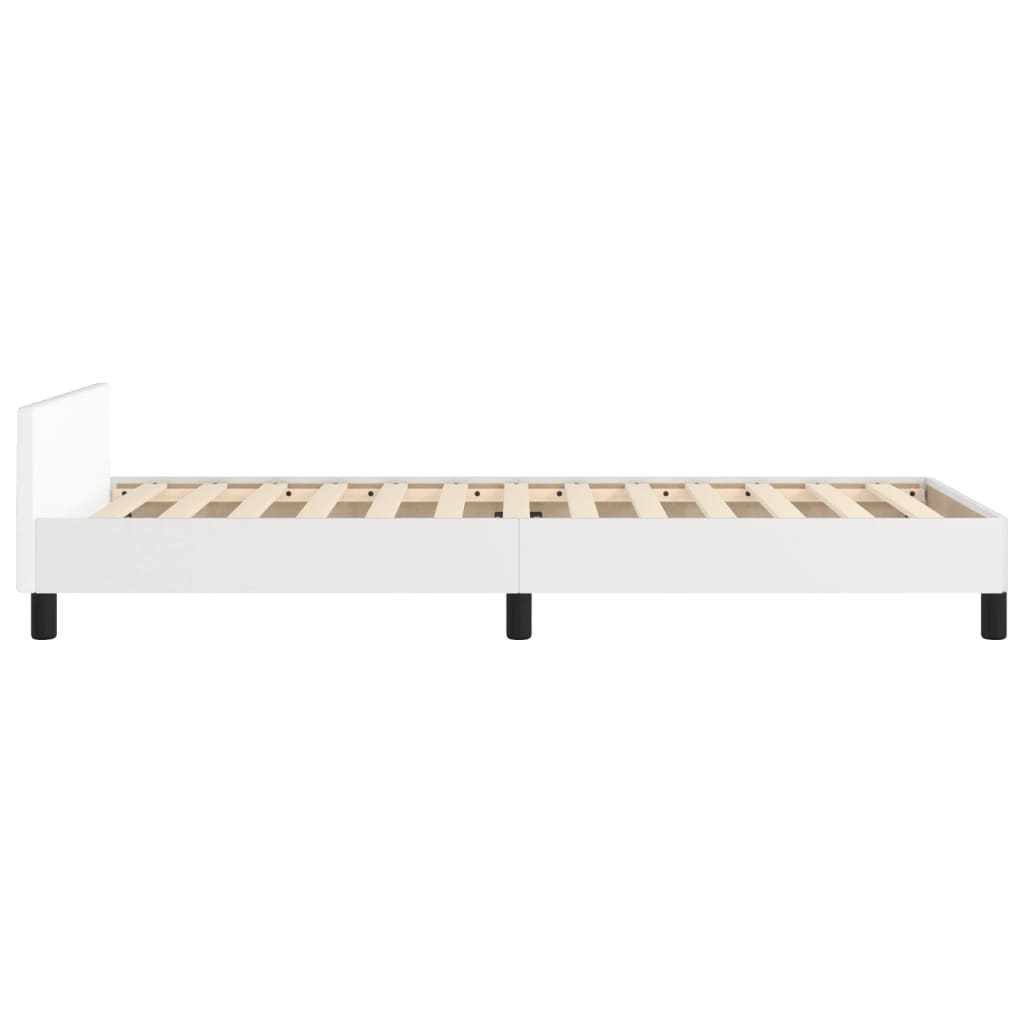 vidaXL Estructura de cama cabecero cuero sintético blanco 100x200 cm