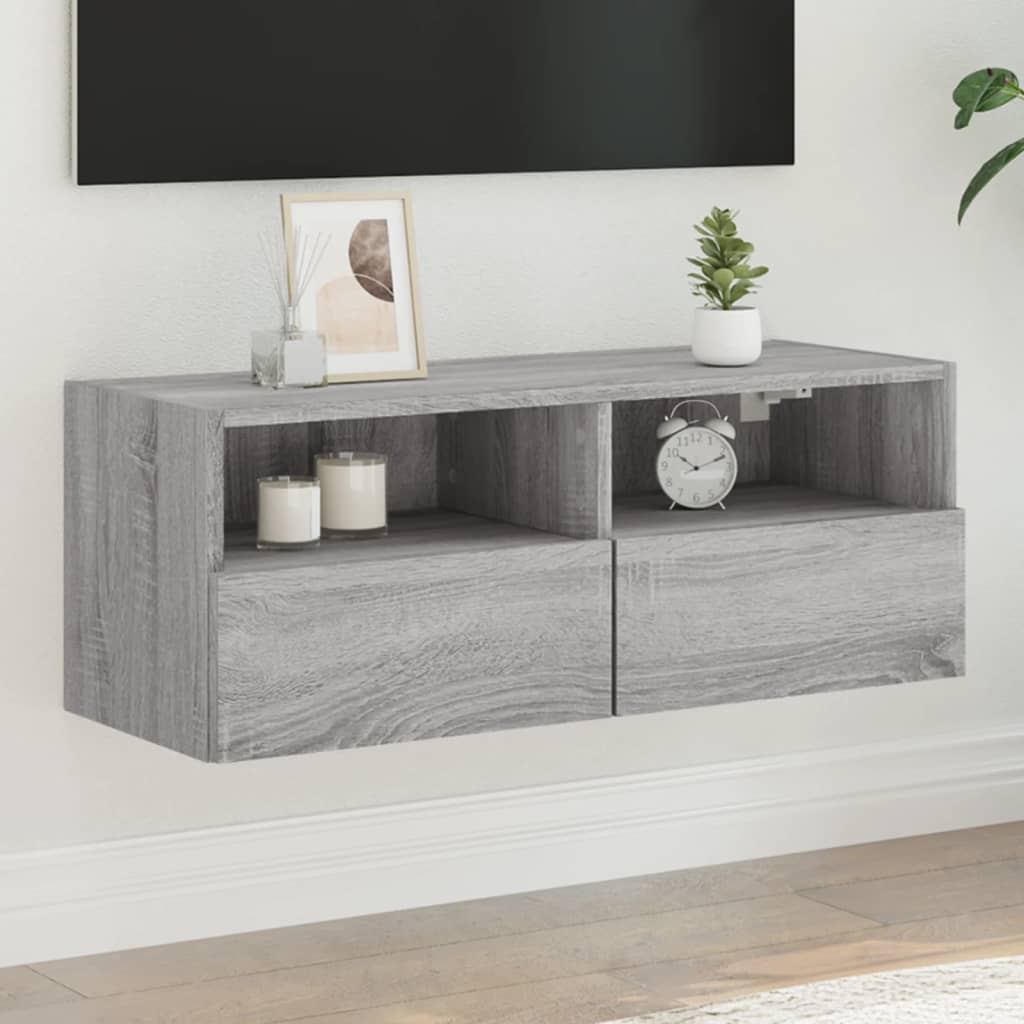 vidaXL Mueble de pared TV madera de ingeniería Sonoma gris 80x30x30 cm