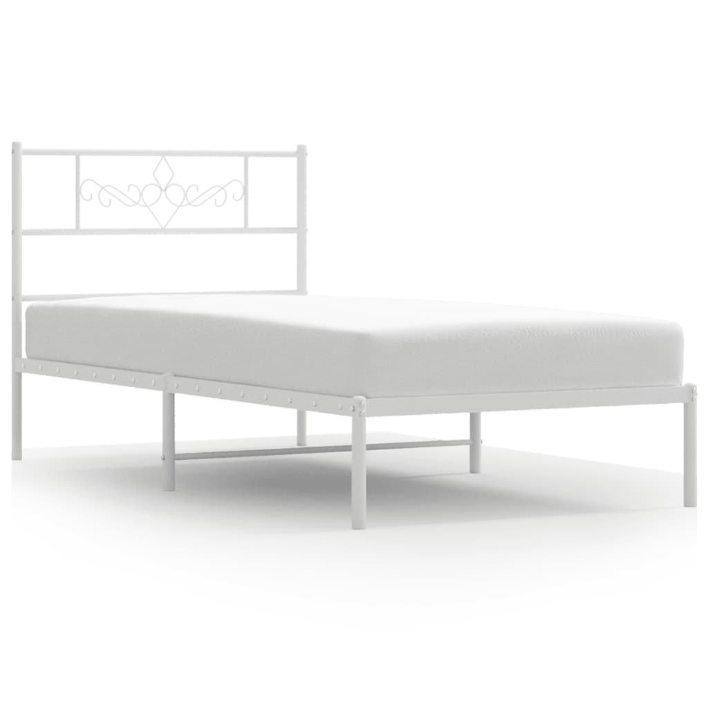 vidaXL Estructura cama sin colchón con cabecero metal blanco 100x190cm