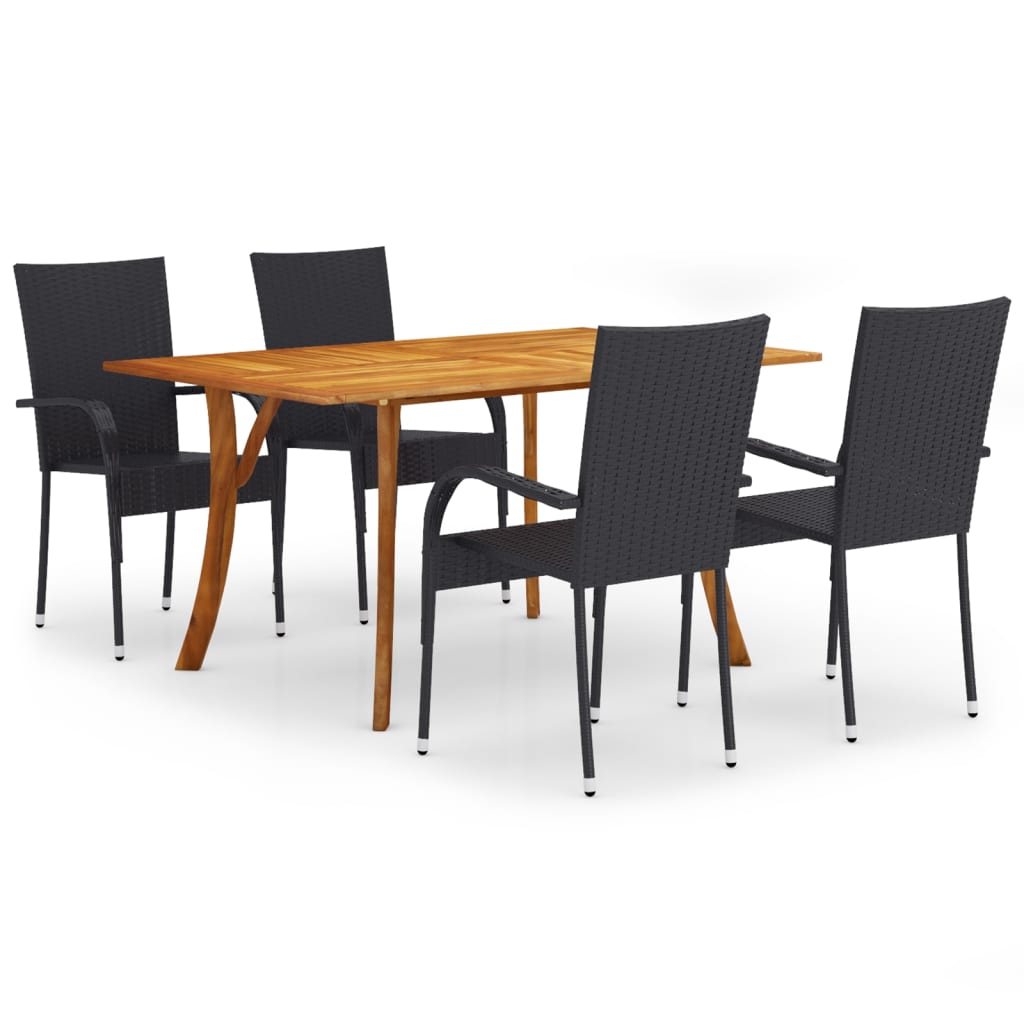 vidaXL Juego de comedor para jardín 5 piezas negro