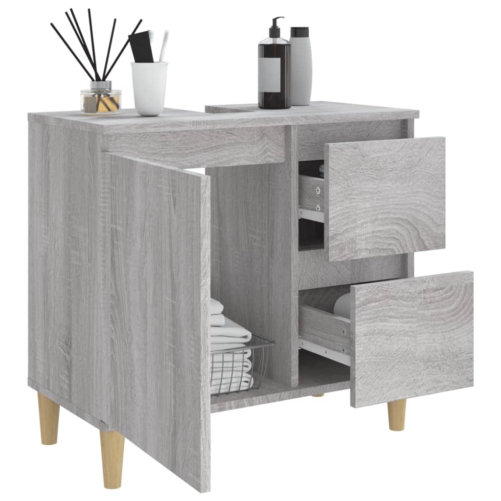 vidaXL Armario de baño madera contrachapada gris Sonoma 65x33x60 cm