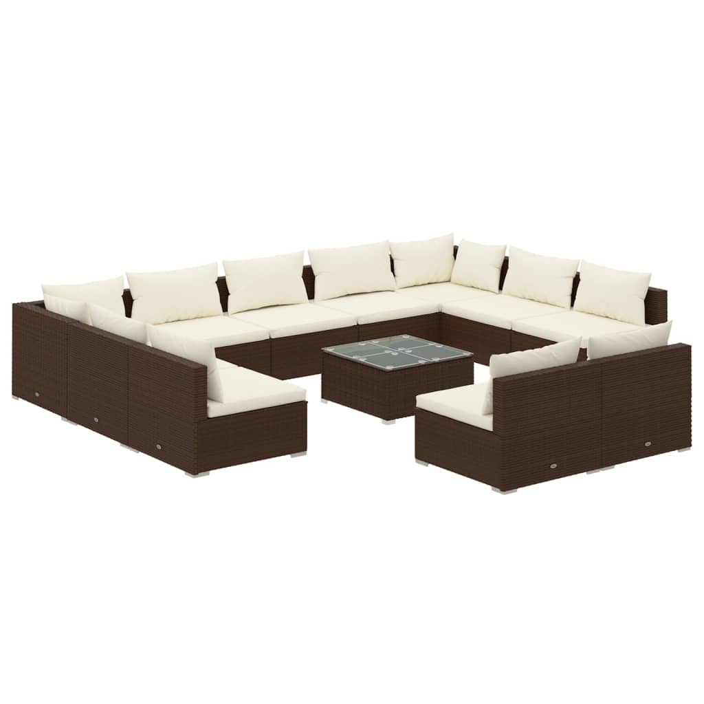 vidaXL Set de muebles de jardín 12 pzas cojines ratán sintético marrón