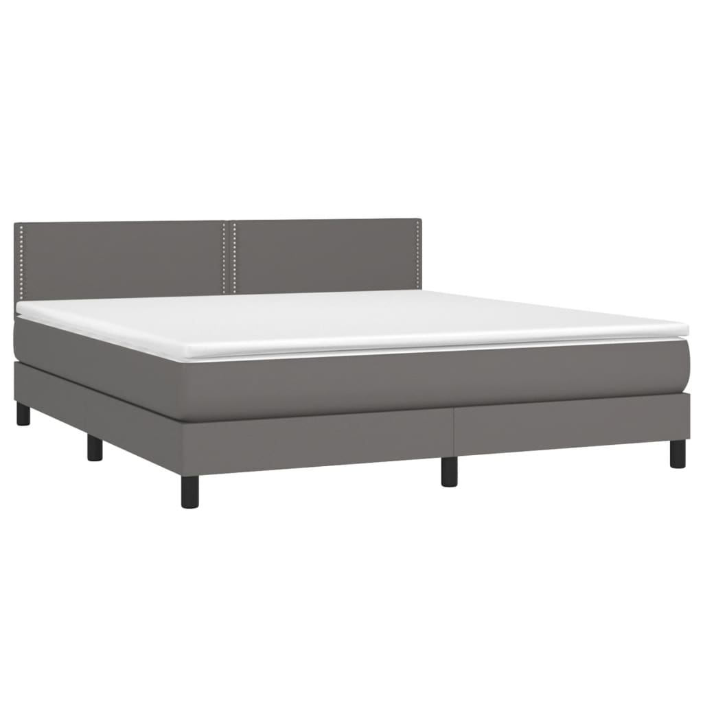 vidaXL Cama box spring con colchón cuero sintético gris 160x200 cm