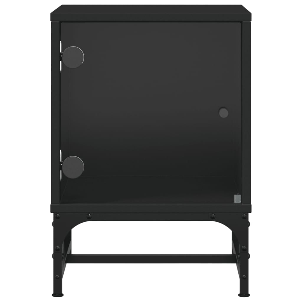 vidaXL Mesitas de noche con puertas de vidrio 2 uds negro 35x37x50 cm