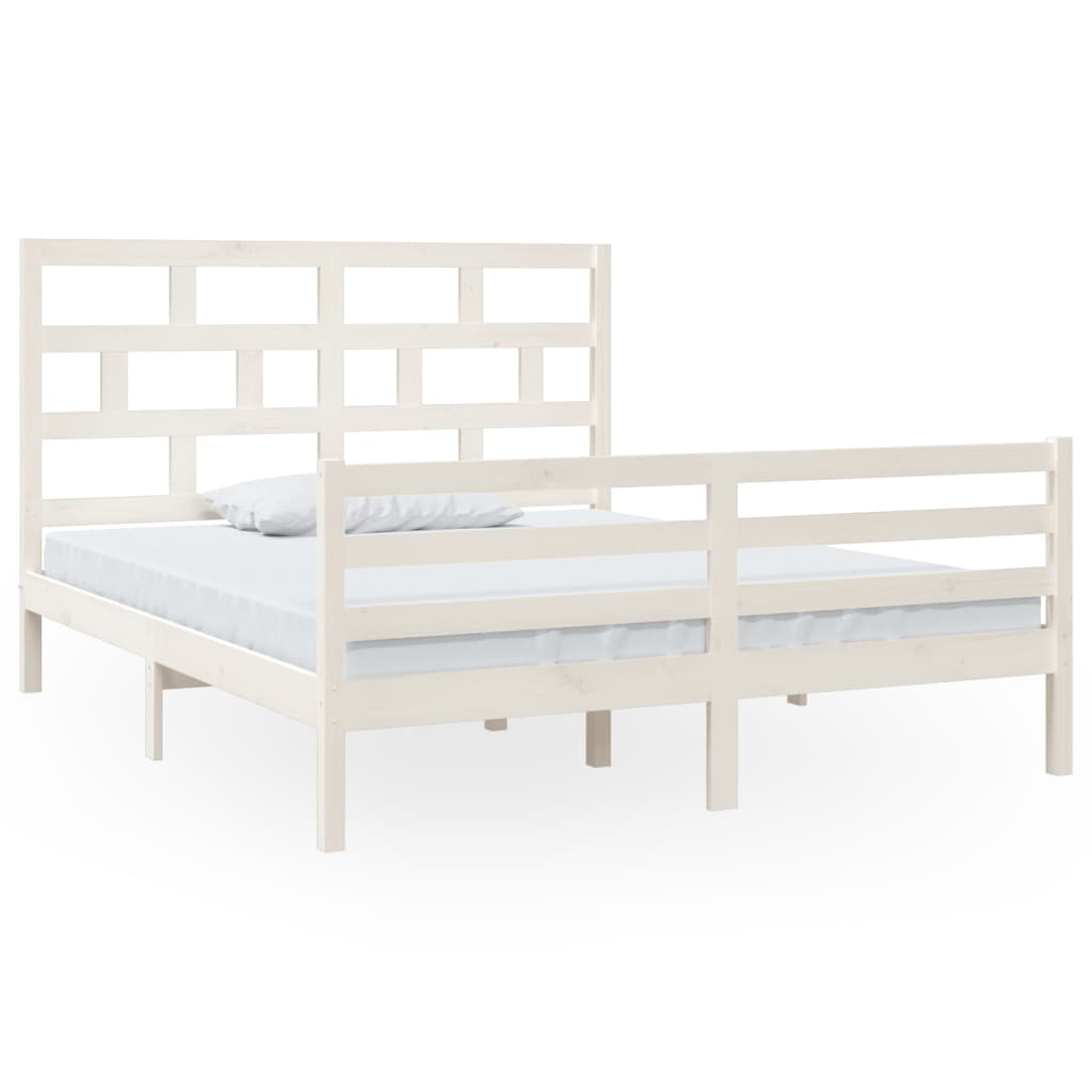 vidaXL Estructura de cama de madera maciza de pino blanca 160x200 cm