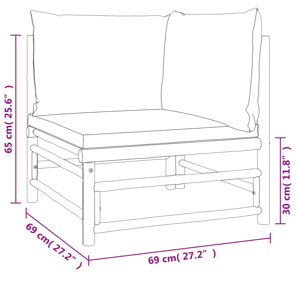 vidaXL Set de muebles de jardín 5 piezas bambú con cojines verde