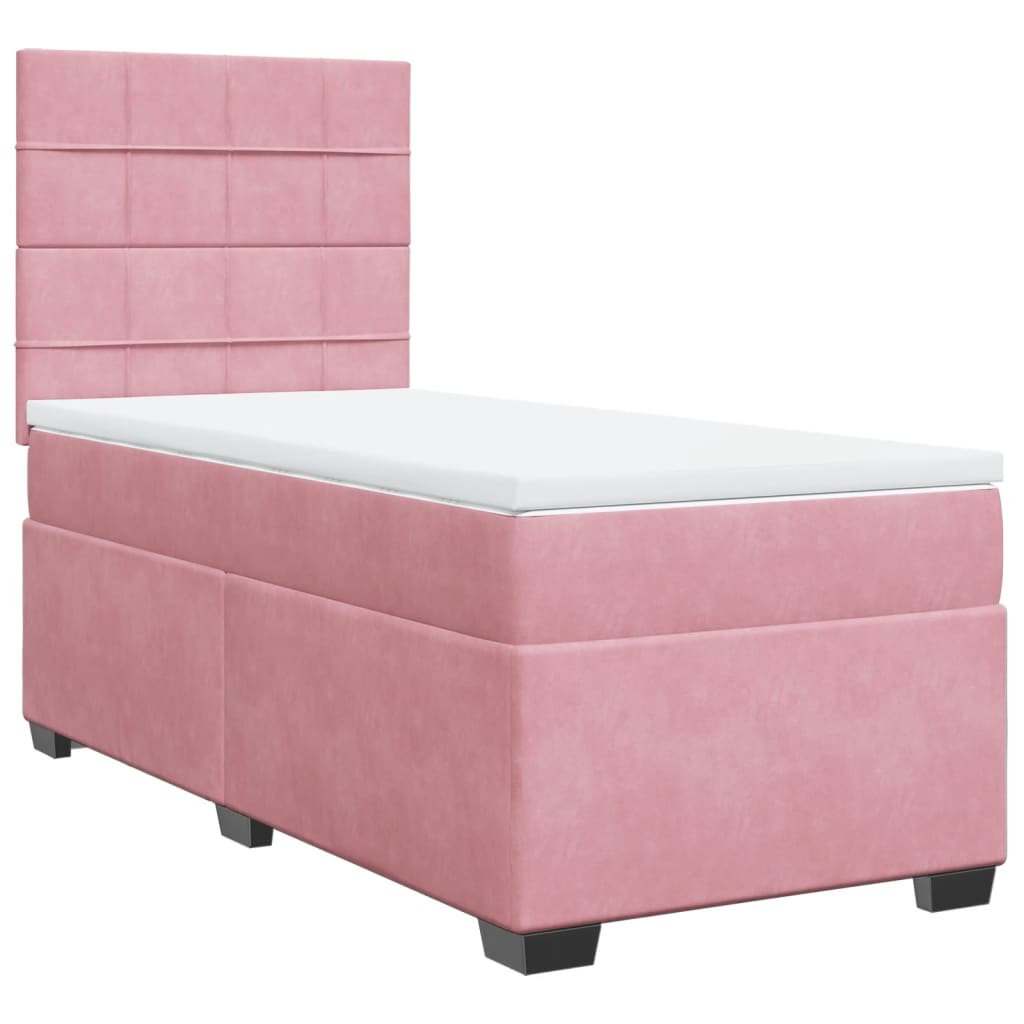 vidaXL Cama box spring con colchón terciopelo rosa 80x200 cm