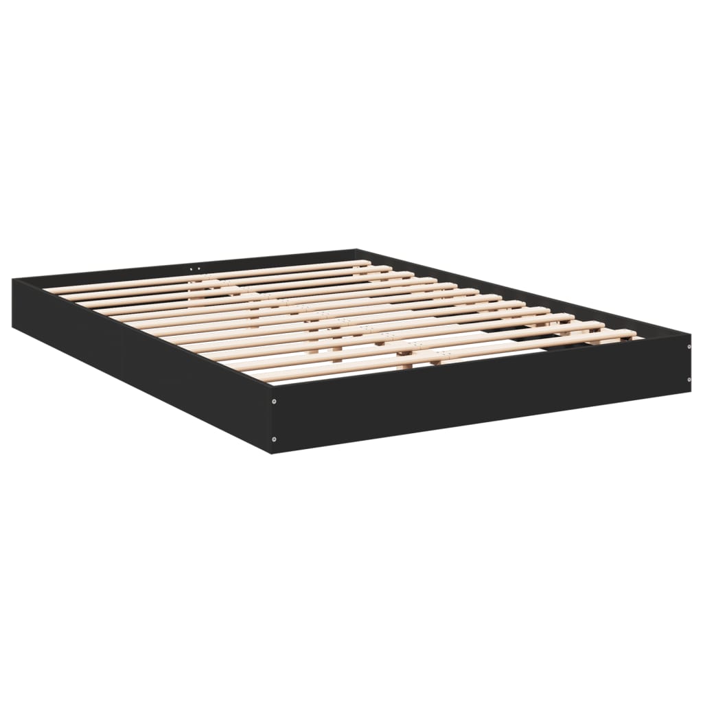 vidaXL Estructura de cama madera de ingeniería negra 135x190 cm