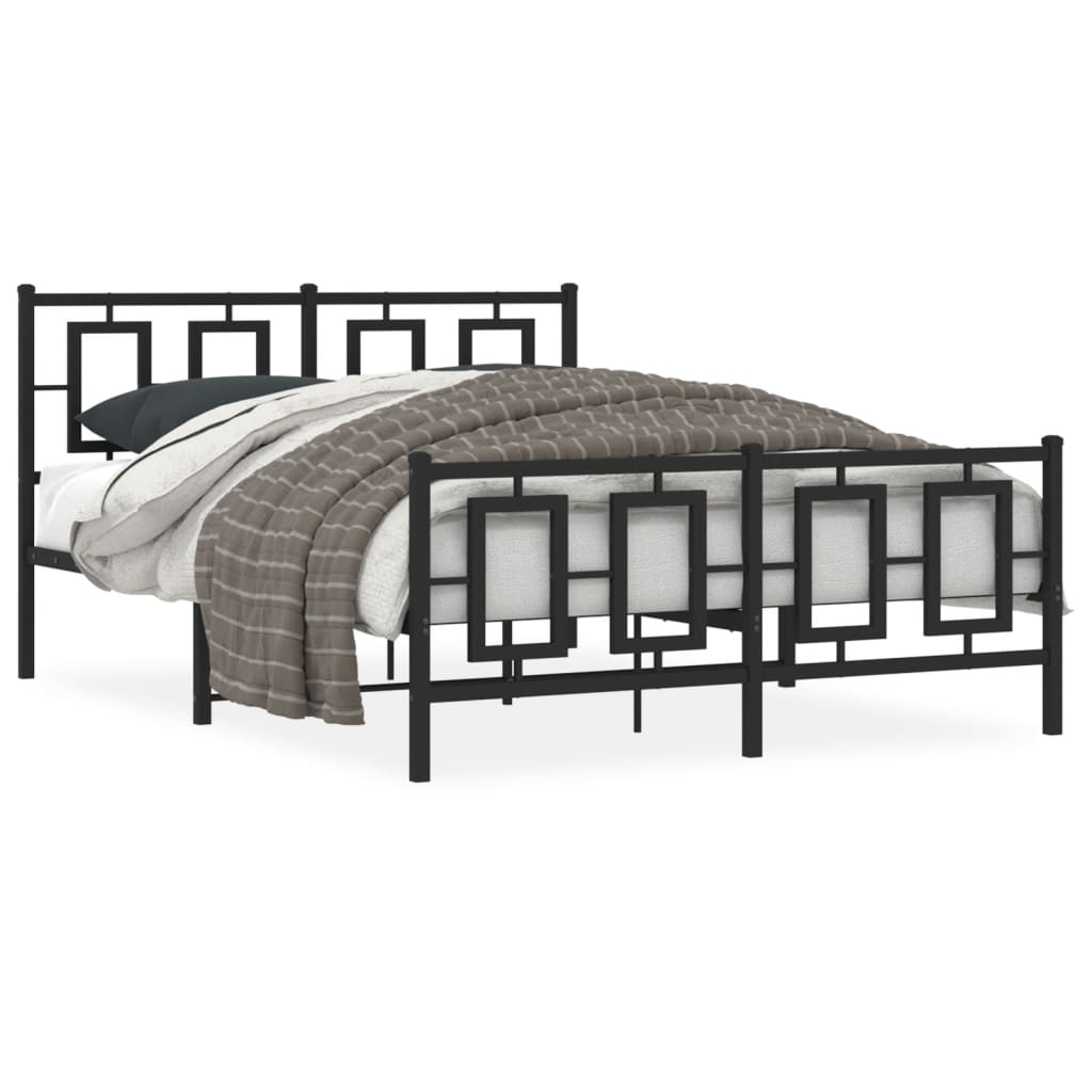 vidaXL Estructura cama sin colchón con estribo metal negro 135x190 cm