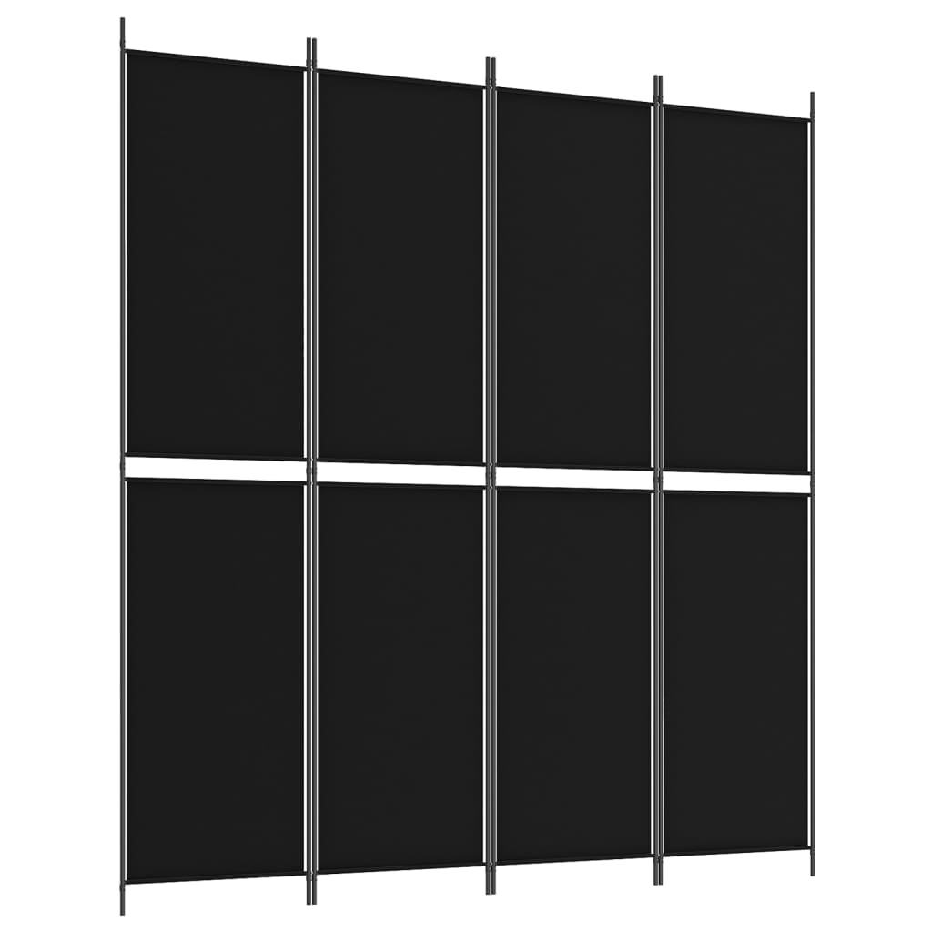 vidaXL Biombo divisor de 4 paneles de tela negro 200x220 cm