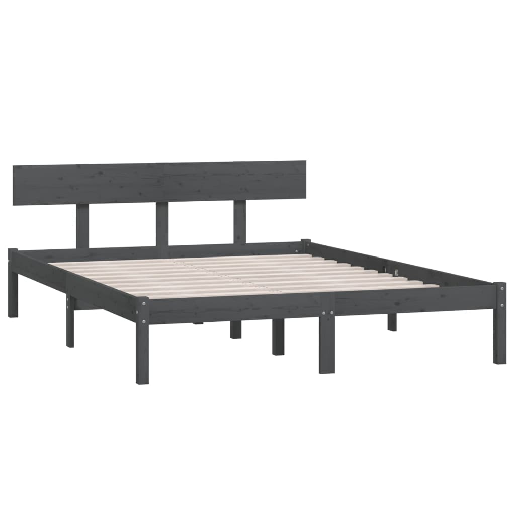 vidaXL Estructura de cama madera maciza de pino gris 200x200 cm