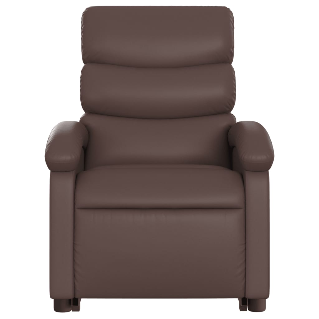 vidaXL Sillón reclinable de masaje de pie de cuero sintético marrón